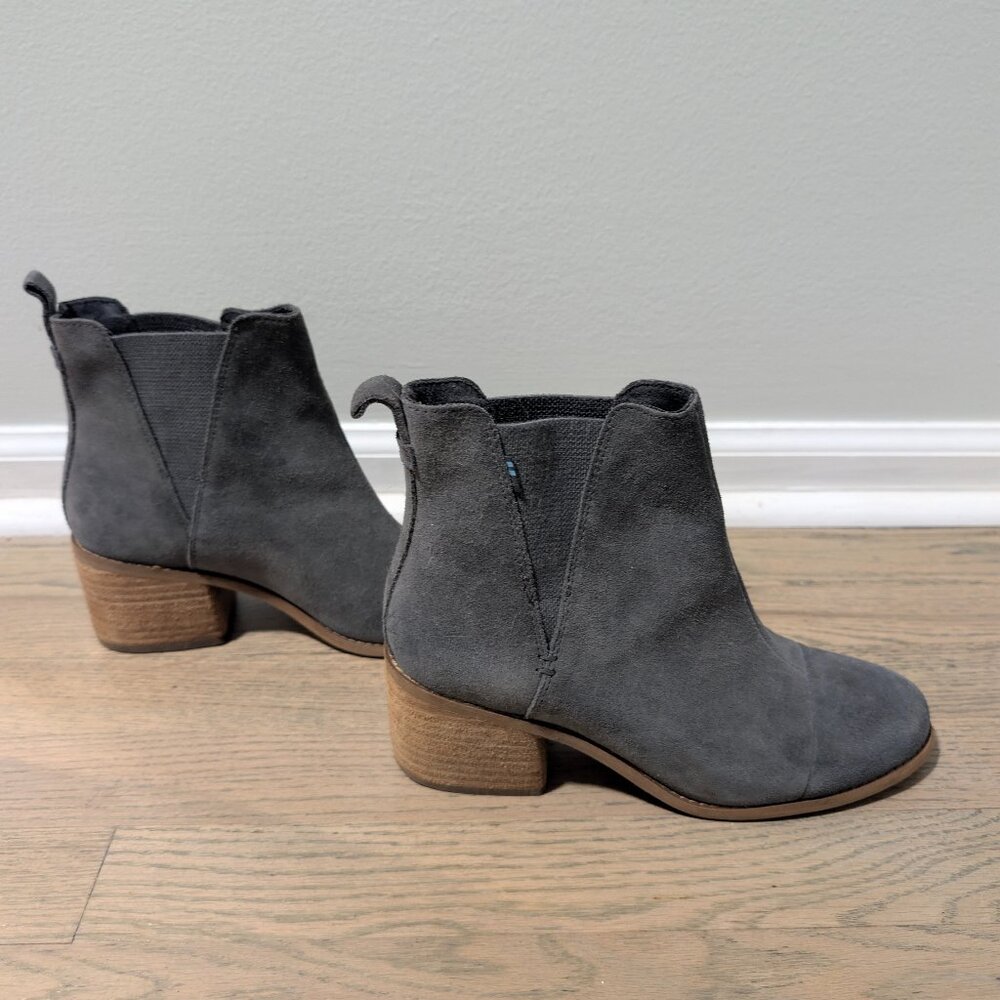 Toms Gray Suede Heeled Ankle Boots, Women, Size 8